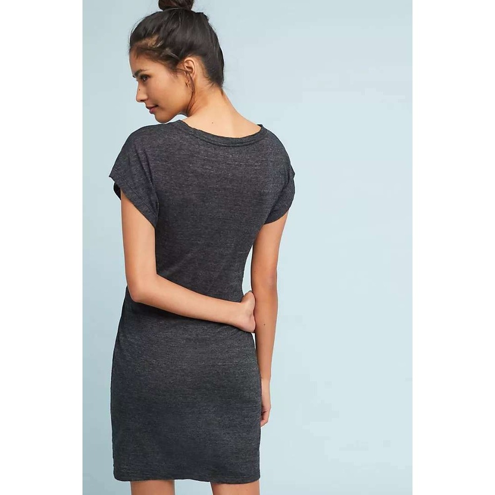 Nation LTD Womens Charcoal Heather Grey Scoop Neck Short Sleeve T-Shirt Dress M